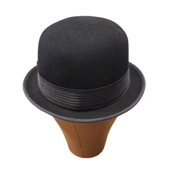 Goorin Bros Classic Black Wool Felt Bowler Hat Sz S (6-7/8) - Made In USA - Picture 3 of 8